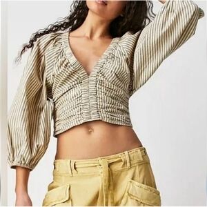 NWT Free People Striped Off-Shoulder Cotton Blouse size M